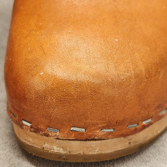Swedish Hasbeens Clogs 7 Tan Leather Slip In Classic Mules Boho Scandinavian - Picture 10 of 17